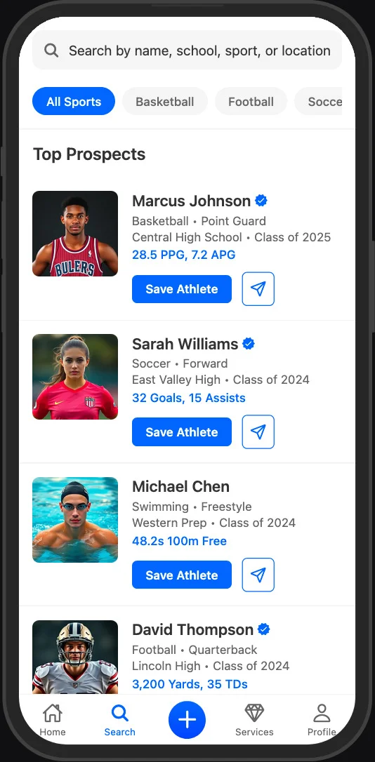 Connected Athletics App - Connections Page